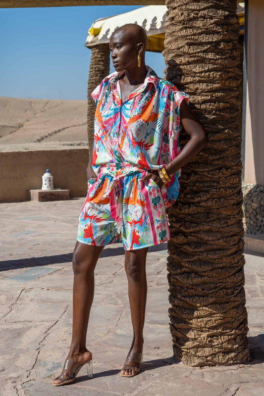 Set camisa y short con motivos florales