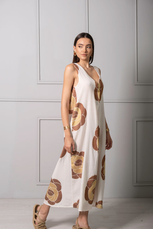 VESTIDO FLOR TERRACOTA