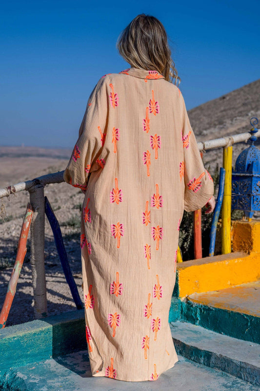 Vestido camisero largo fluido Beige