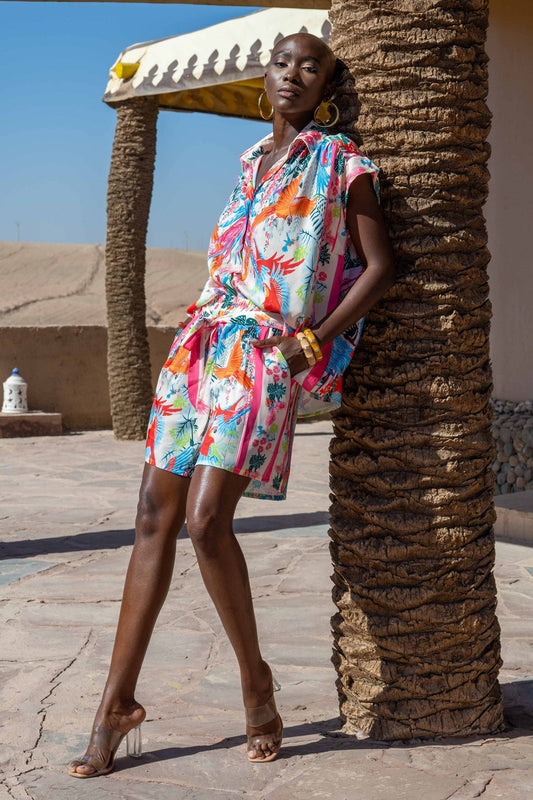 Set camisa y short con motivos florales