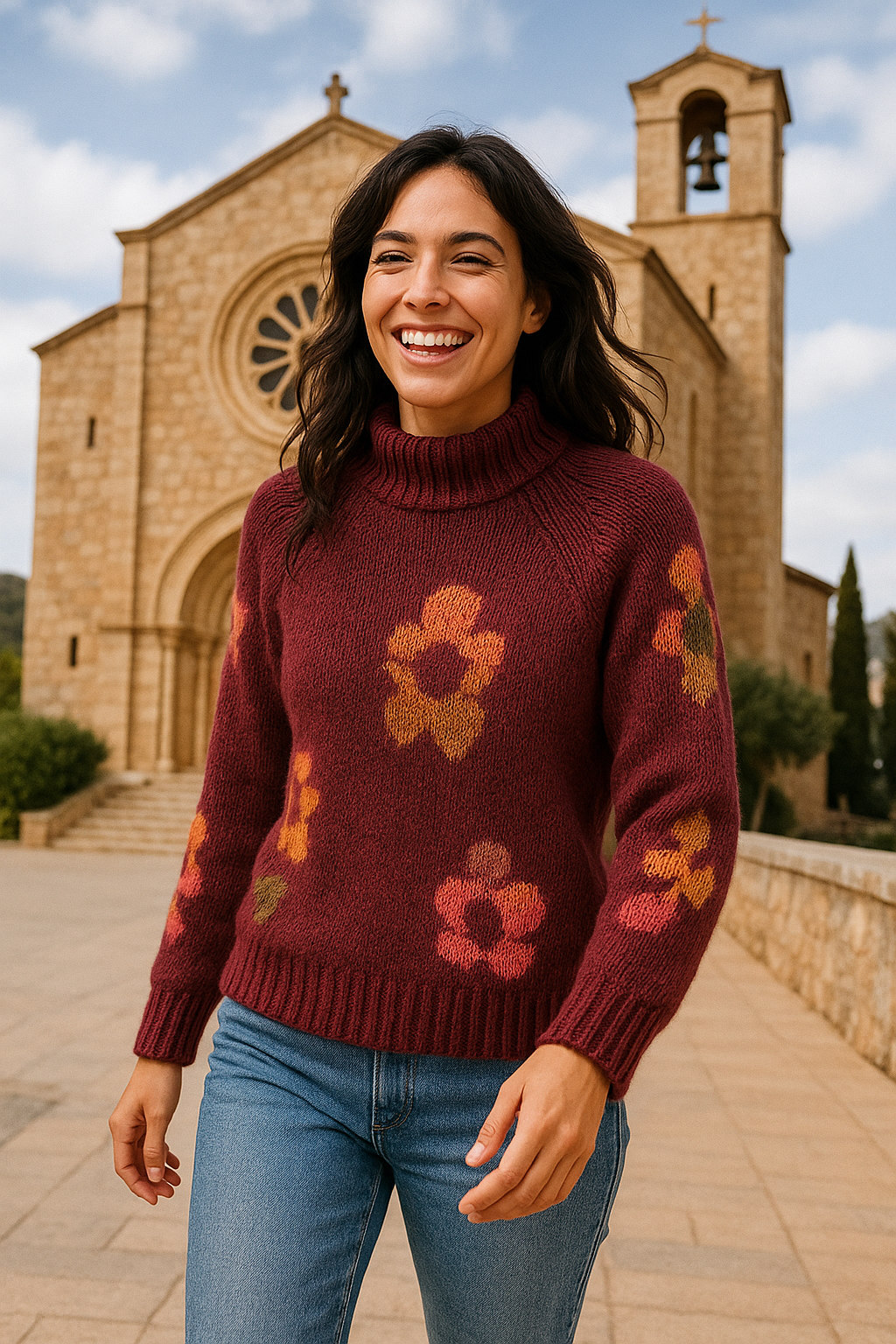 JERSEY FLORES BURDEOS