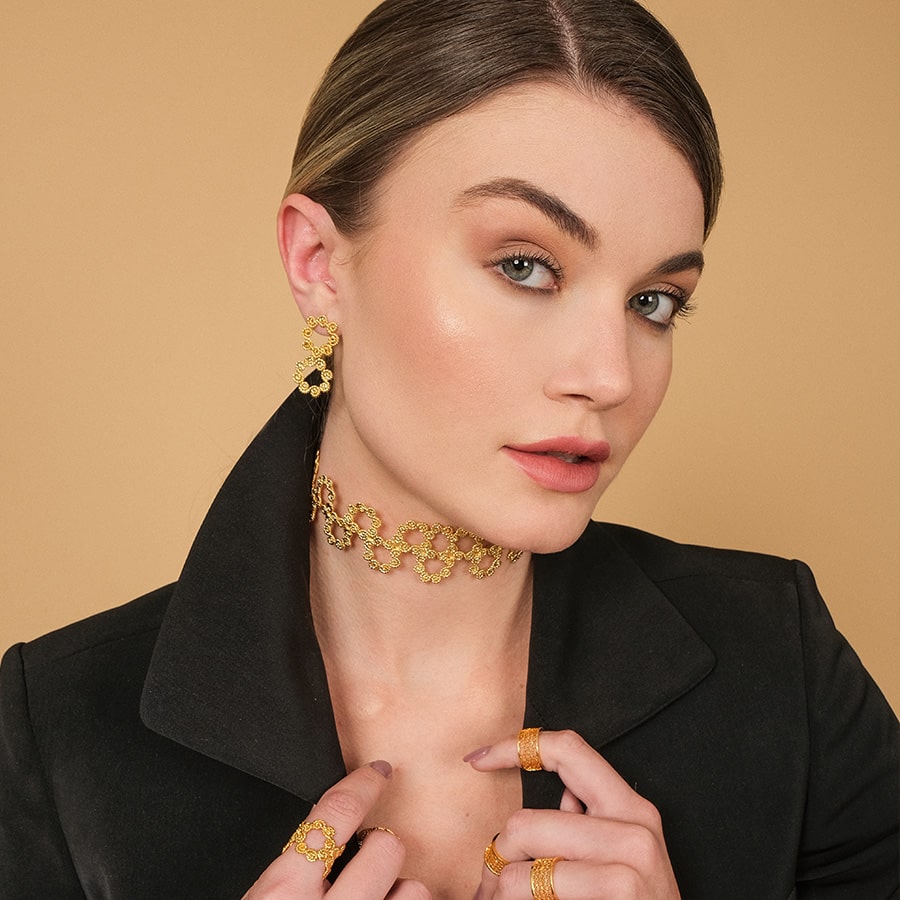 ARETES DOBLE GARDENIA